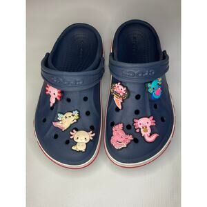 Girl’s Navy Blue Crocs with Cute Axolotl Charms! Size C12 Custom Decorated!